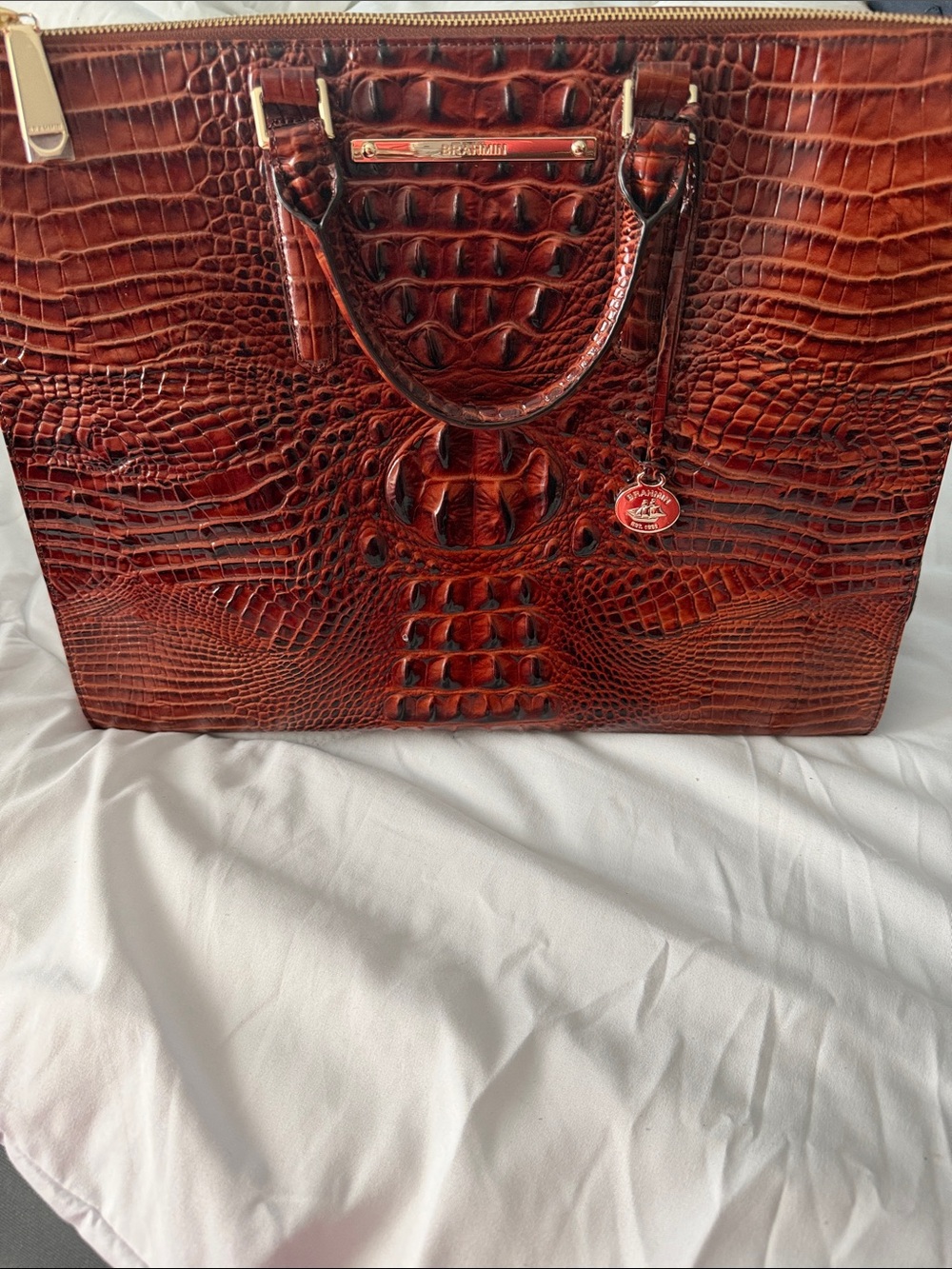 Brahmin Rich Chestnut Croc-Embossed Leather Tote